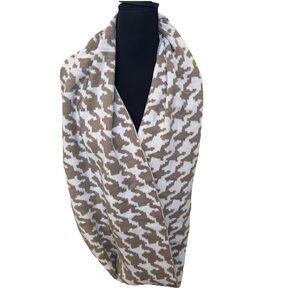 GAP Cozy Knit Infinity Houndstooth Scarf in Cream and Brown NWT 33”X13”